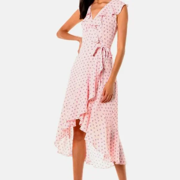 donna morgan dress pink Donna Morgan V Neck Flutter Sleeve Dress - Blush/ Pink